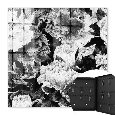 Tableau fleurs noires et blanches harmonieuses