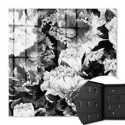 Tableau fleurs noires et blanches harmonieuses