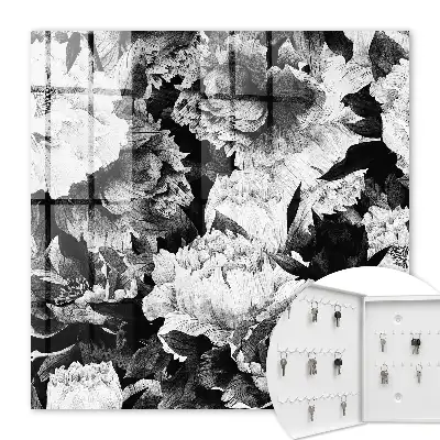 Tableau fleurs noires et blanches harmonieuses