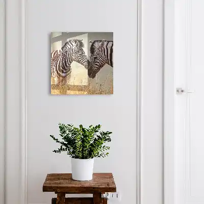 Zèbres ensemble sur fond beige