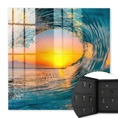 Tableau représentant un coucher de soleil sur la mer