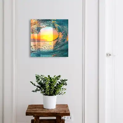 Tableau représentant un coucher de soleil sur la mer