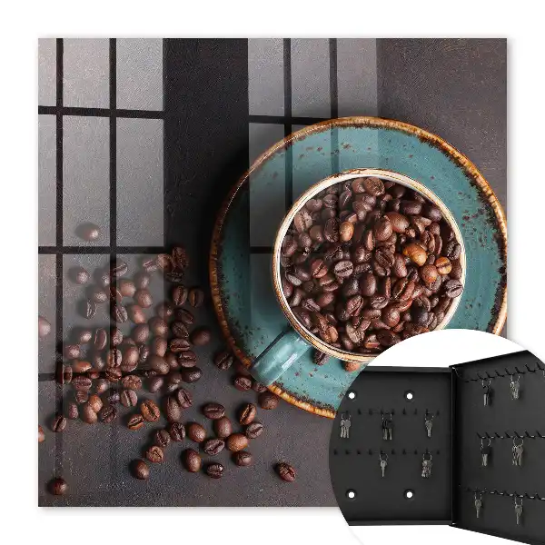 Assiette turquoise décor grains de café