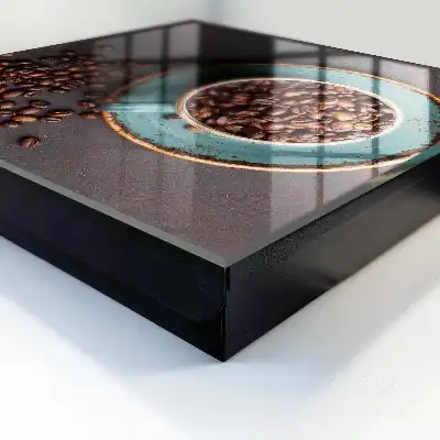 Assiette turquoise décor grains de café
