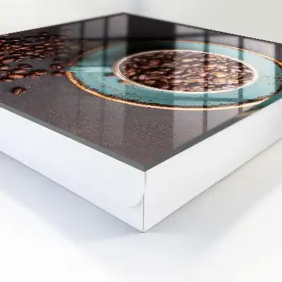 Assiette turquoise décor grains de café