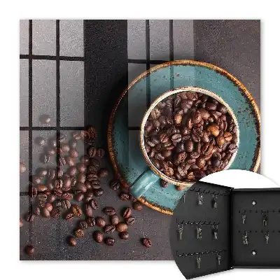 Assiette turquoise décor grains de café