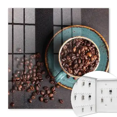 Assiette turquoise décor grains de café