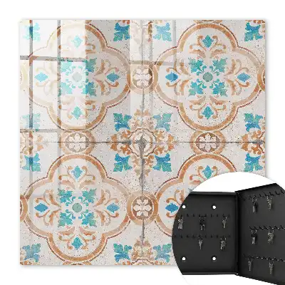 Motif de carreaux turquoise et orange