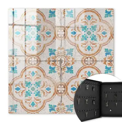 Motif de carreaux turquoise et orange