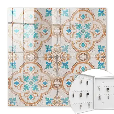 Motif de carreaux turquoise et orange