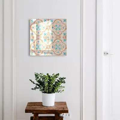Motif de carreaux turquoise et orange
