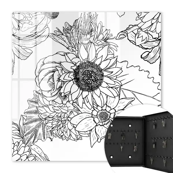 Dessin au trait de fleurs en noir et blanc