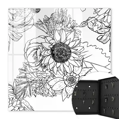 Dessin au trait de fleurs en noir et blanc