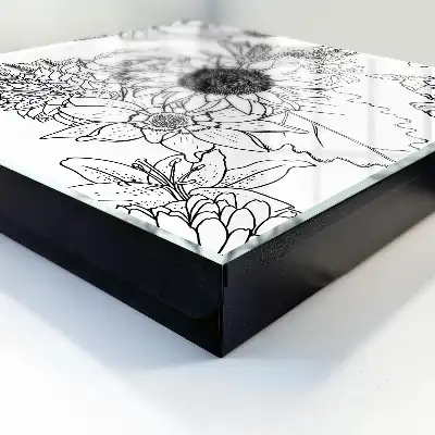 Dessin au trait de fleurs en noir et blanc