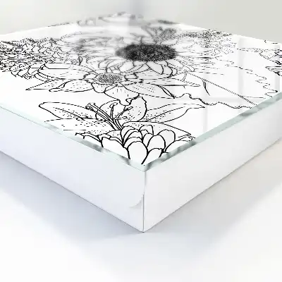 Dessin au trait de fleurs en noir et blanc