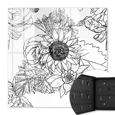 Dessin au trait de fleurs en noir et blanc
