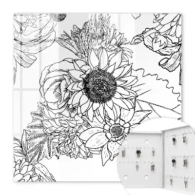 Dessin au trait de fleurs en noir et blanc