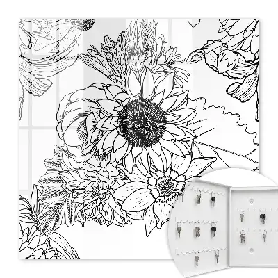 Dessin au trait de fleurs en noir et blanc