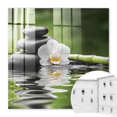 Pierres zen et orchidées dans l'eau