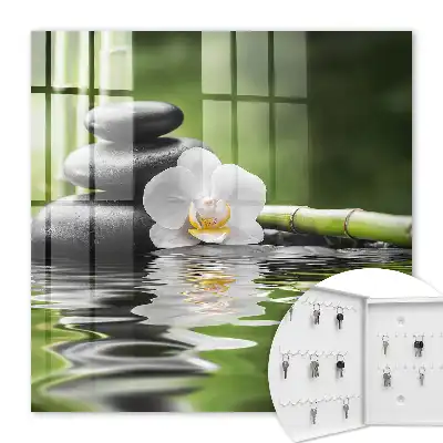 Pierres zen et orchidées dans l'eau
