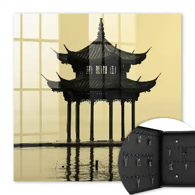 Pavillon sur l'eau aux teintes apaisantes