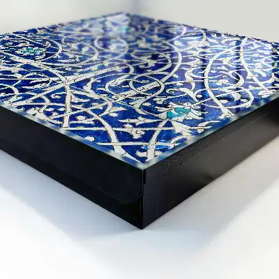 Motif arabesque bleu