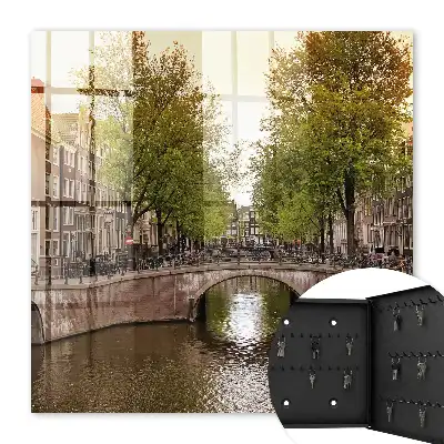 Le canal de la ville bordé d'arbres verdoyants