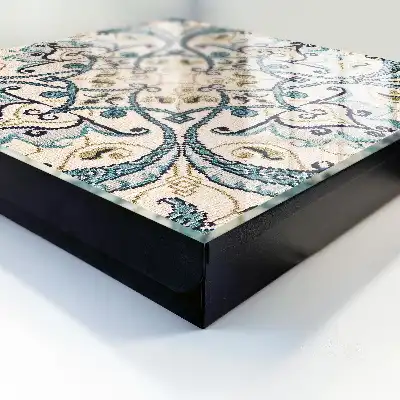 Ornement beige et turquoise