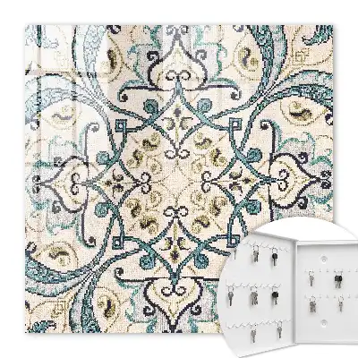 Ornement beige et turquoise
