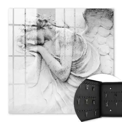 Bas-relief angélique en marbre représentant un ange
