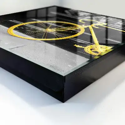 Vélo jaune sur fond noir et blanc