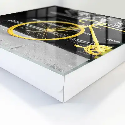 Vélo jaune sur fond noir et blanc