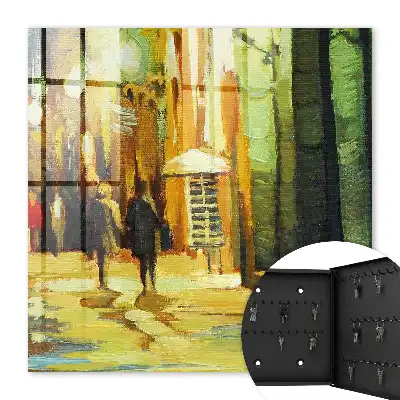 Tableau Ville nocturne aux tons verts