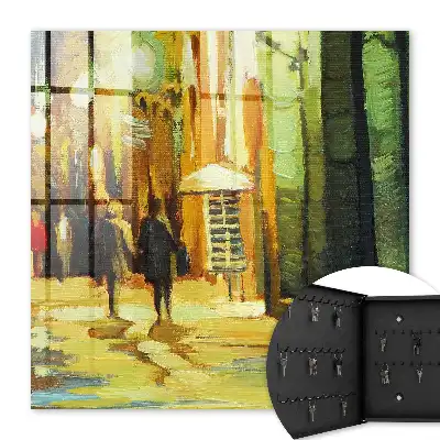 Tableau Ville nocturne aux tons verts