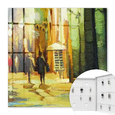 Tableau Ville nocturne aux tons verts