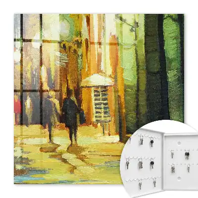 Tableau Ville nocturne aux tons verts