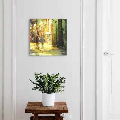 Tableau Ville nocturne aux tons verts