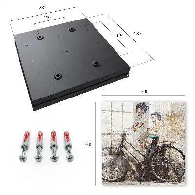 Tableau Des enfants et un vélo sur un vieux mur