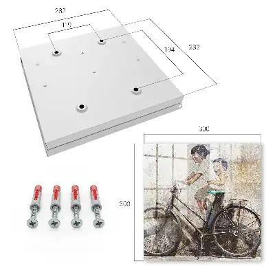 Tableau Des enfants et un vélo sur un vieux mur