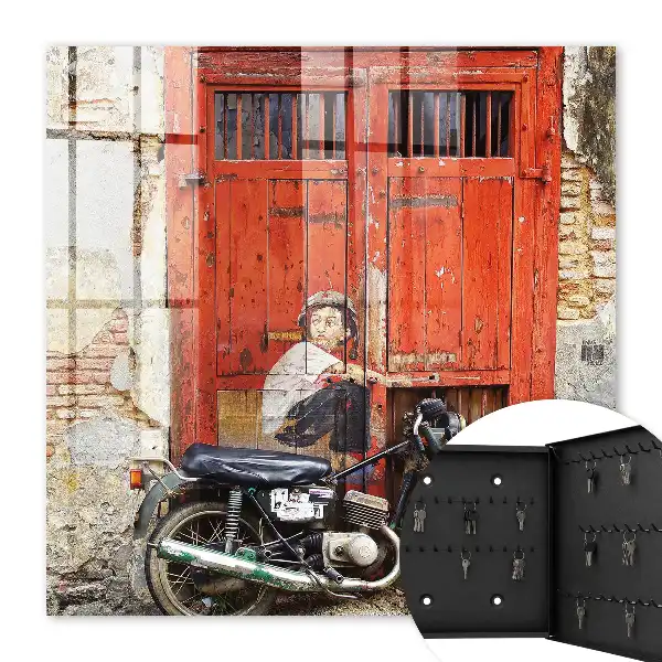 Tableau d'art urbain représentant une peinture de moto
