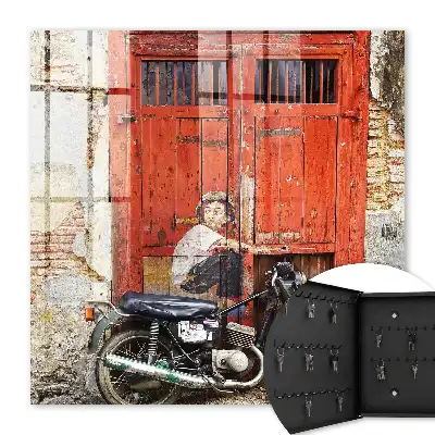 Tableau d'art urbain représentant une peinture de moto