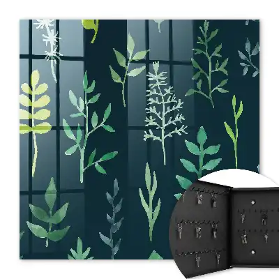 Feuilles aquarelles sur fond sombre