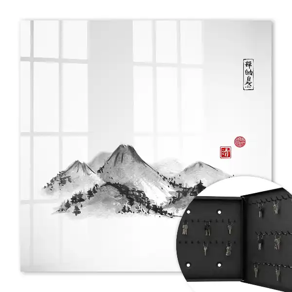 Tableau Montagnes japonaises aux accents rouges