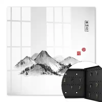 Tableau Montagnes japonaises aux accents rouges