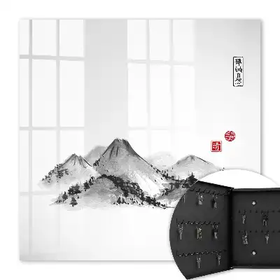 Tableau Montagnes japonaises aux accents rouges