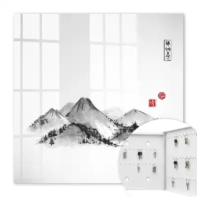 Tableau Montagnes japonaises aux accents rouges