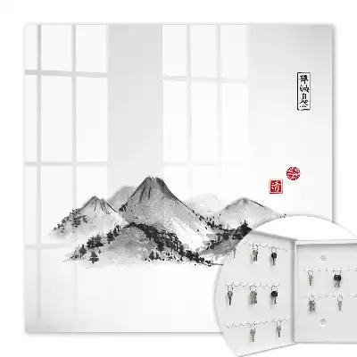 Tableau Montagnes japonaises aux accents rouges