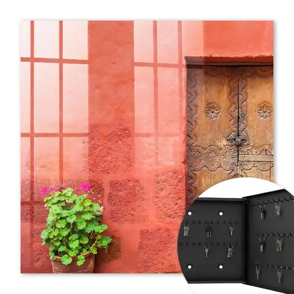Porte en bois à façade rouge