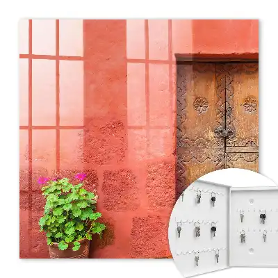 Porte en bois à façade rouge
