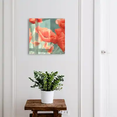 Coquelicots rouges sur fond vert